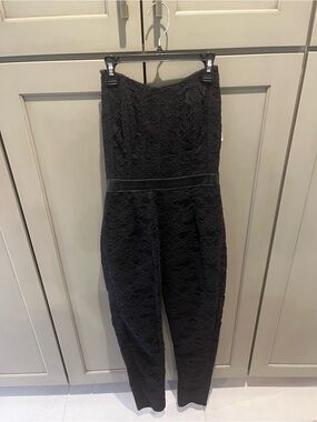Nicole Miller Black Lace Strapless Jumpsuit